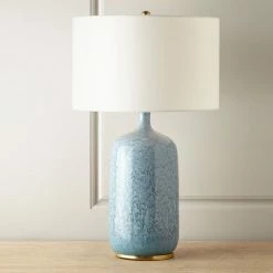 Staunton And Henry Blue Ceramic Table Lamp With Gold Trim Lighting