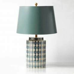 Staunton And Henry Lighting Teal Table Lamp With Gold Trim