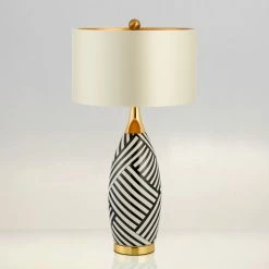 Staunton And Henry Elegant Black And White Ceramic Table Lamp Lighting