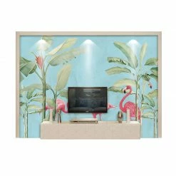 Staunton And Henry Flamingos And Palms Wall Mural