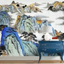 Staunton And Henry Mountain Blue Oriental Wall Mural Wall Decor