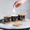 Staunton And Henry Black Marble Condiment Jars Set