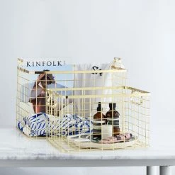 Staunton And Henry Square Gold Storage Basket