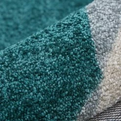 Staunton And Henry Rugs Geometric Round Teal And Grey Rug