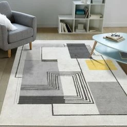 Staunton And Henry Rugs Yalos Modern Grey And Yellow Area Rug