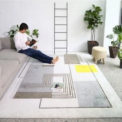 Staunton And Henry Rugs Yalos Modern Grey And Yellow Area Rug