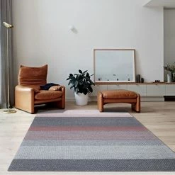 Staunton And Henry Pink And Grey Chunky Weave Rug