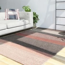 Staunton And Henry Pink And Grey Chunky Weave Rug