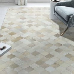 Staunton And Henry Cream And Fawn Patchwork Cowhide Rug Rugs