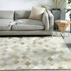 Staunton And Henry Cream And Fawn Patchwork Cowhide Rug Rugs