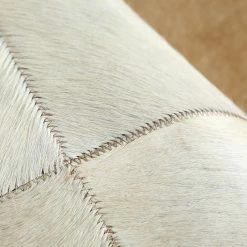 Staunton And Henry Cream And Fawn Square Patchwork Hide Rug