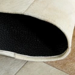 Staunton And Henry Cream And Fawn Square Patchwork Hide Rug