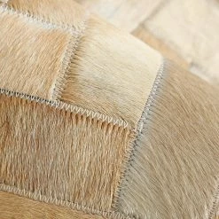 Staunton And Henry Rugs Cream And Fawn Chevron Patchwork Hide Rug