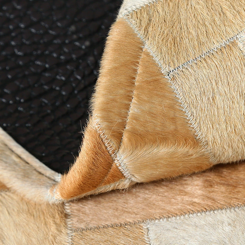 Staunton And Henry Rugs Cream And Fawn Chevron Patchwork Hide Rug