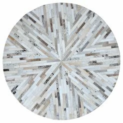 Staunton And Henry Beige And Cream Round Patchwork Hide Rug Rugs