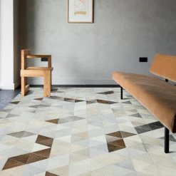 Staunton And Henry Rugs Cream And Fawn Triangle Patchwork Hide Rug