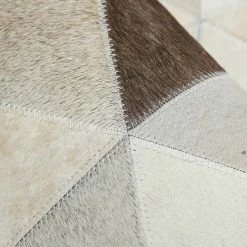 Staunton And Henry Rugs Cream And Fawn Triangle Patchwork Hide Rug