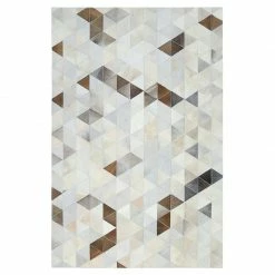 Staunton And Henry Rugs Cream And Fawn Triangle Patchwork Hide Rug