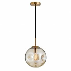 Staunton And Henry Lighting Modern Brass Pendant With Dimpled Glass Shade