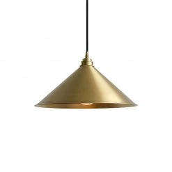 Staunton And Henry Matt Brass Conical Pendant Light