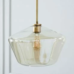 Staunton And Henry Modern Brass And Glass Pendant Light