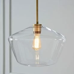 Staunton And Henry Modern Brass And Glass Pendant Light