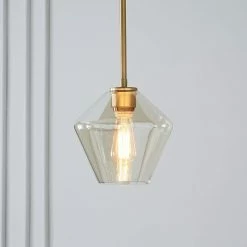 Staunton And Henry Modern Brass And Glass Pendant Light