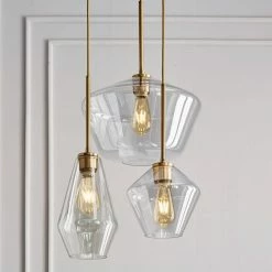 Staunton And Henry Modern Brass And Glass Pendant Light