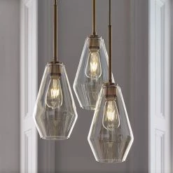 Staunton And Henry Modern Brass And Glass Pendant Light