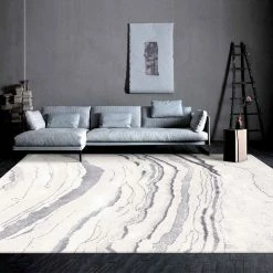 Staunton And Henry White Marble Pattern Rug