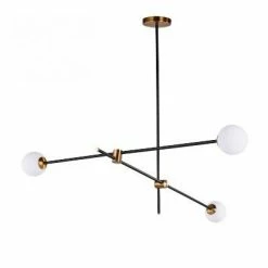 Staunton And Henry Lighting Black & Brass Deco Chandelier