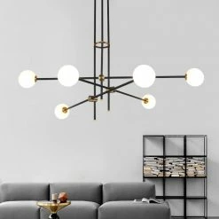 Staunton And Henry Lighting Black & Brass Deco Chandelier