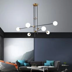 Staunton And Henry Lighting Black & Brass Deco Chandelier