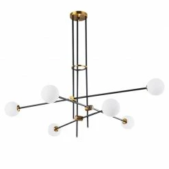 Staunton And Henry Lighting Black & Brass Deco Chandelier