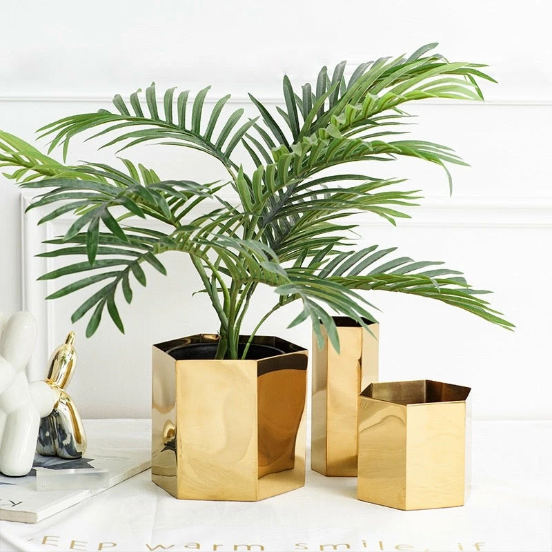 Staunton And Henry Modern Geometric Brass Plant Pot