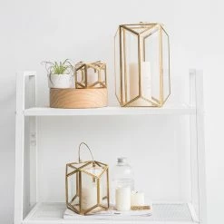 Staunton And Henry Modern Gold And Glass Geometric Lantern