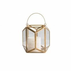 Staunton And Henry Modern Gold And Glass Geometric Lantern