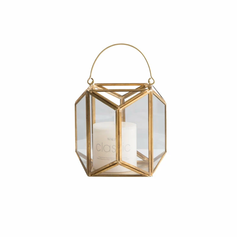 Staunton And Henry Modern Gold And Glass Geometric Lantern