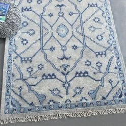Staunton And Henry Rugs Aziz Blue And White Wool Rug