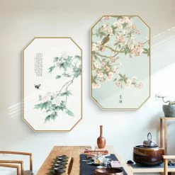Staunton And Henry Pink Oriental Wall Art With Floating Frame Wall Decor