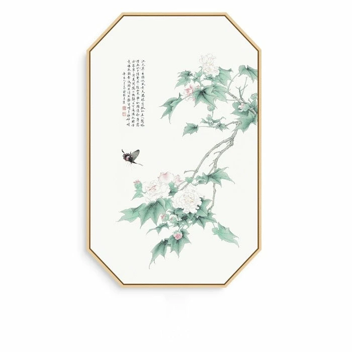 Staunton And Henry Pink Oriental Wall Art With Floating Frame Wall Decor