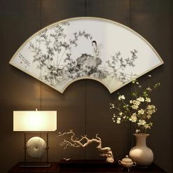 Staunton And Henry Wall Decor Fan Shaped Oriental Wall Art With Wood Frame
