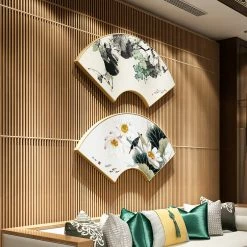 Staunton And Henry Wall Decor Fan Shaped Oriental Wall Art With Wood Frame