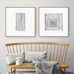 Staunton And Henry Abstract Black And White Wall Art With Wood Frame
