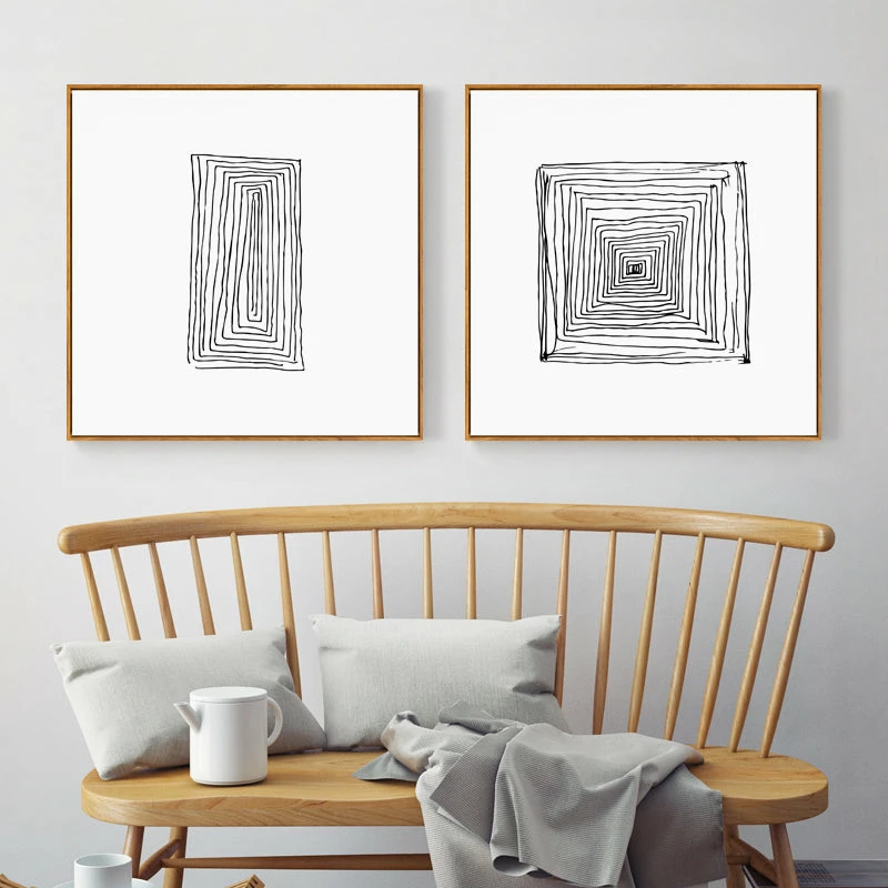 Staunton And Henry Abstract Black And White Wall Art With Wood Frame