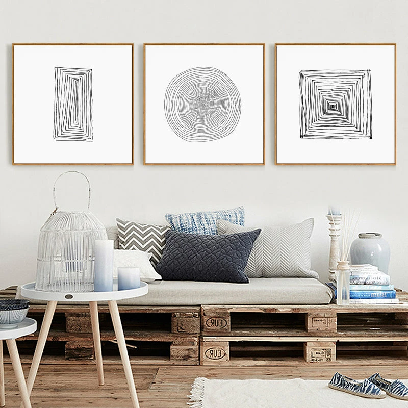Staunton And Henry Abstract Black And White Wall Art With Wood Frame