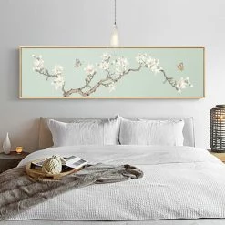 Staunton And Henry Cherry Blossoms Wide Wall Art With Wood Frame Wall Decor