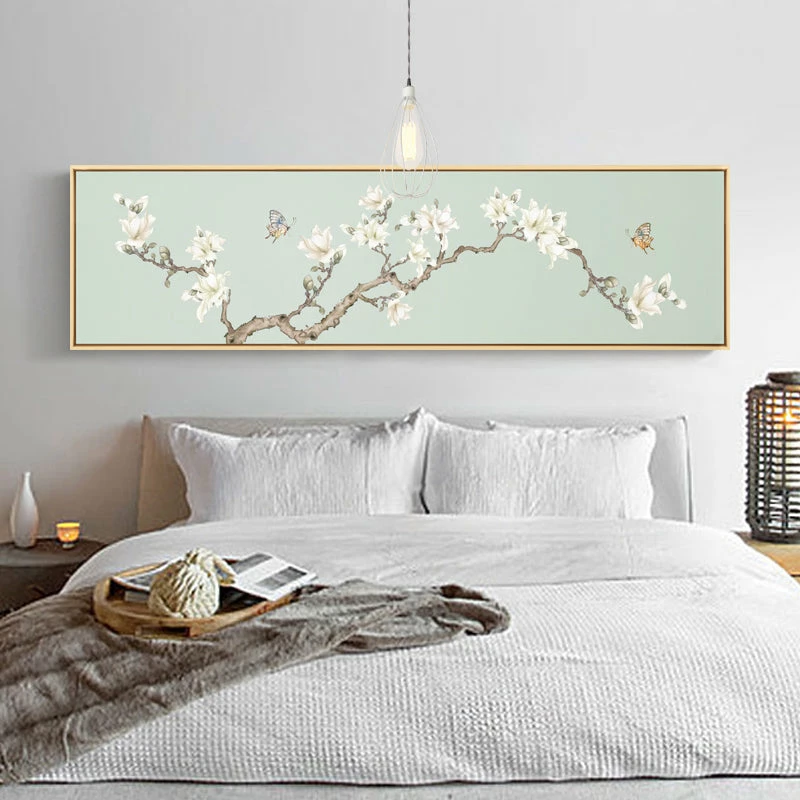 Staunton And Henry Cherry Blossoms Wide Wall Art With Wood Frame Wall Decor