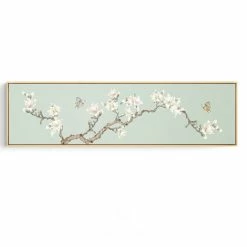 Staunton And Henry Cherry Blossoms Wide Wall Art With Wood Frame Wall Decor