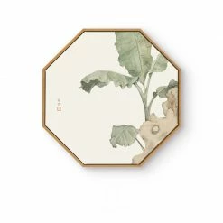 Staunton And Henry Oriental Hexagon Wall Art With Wood Frame Wall Decor